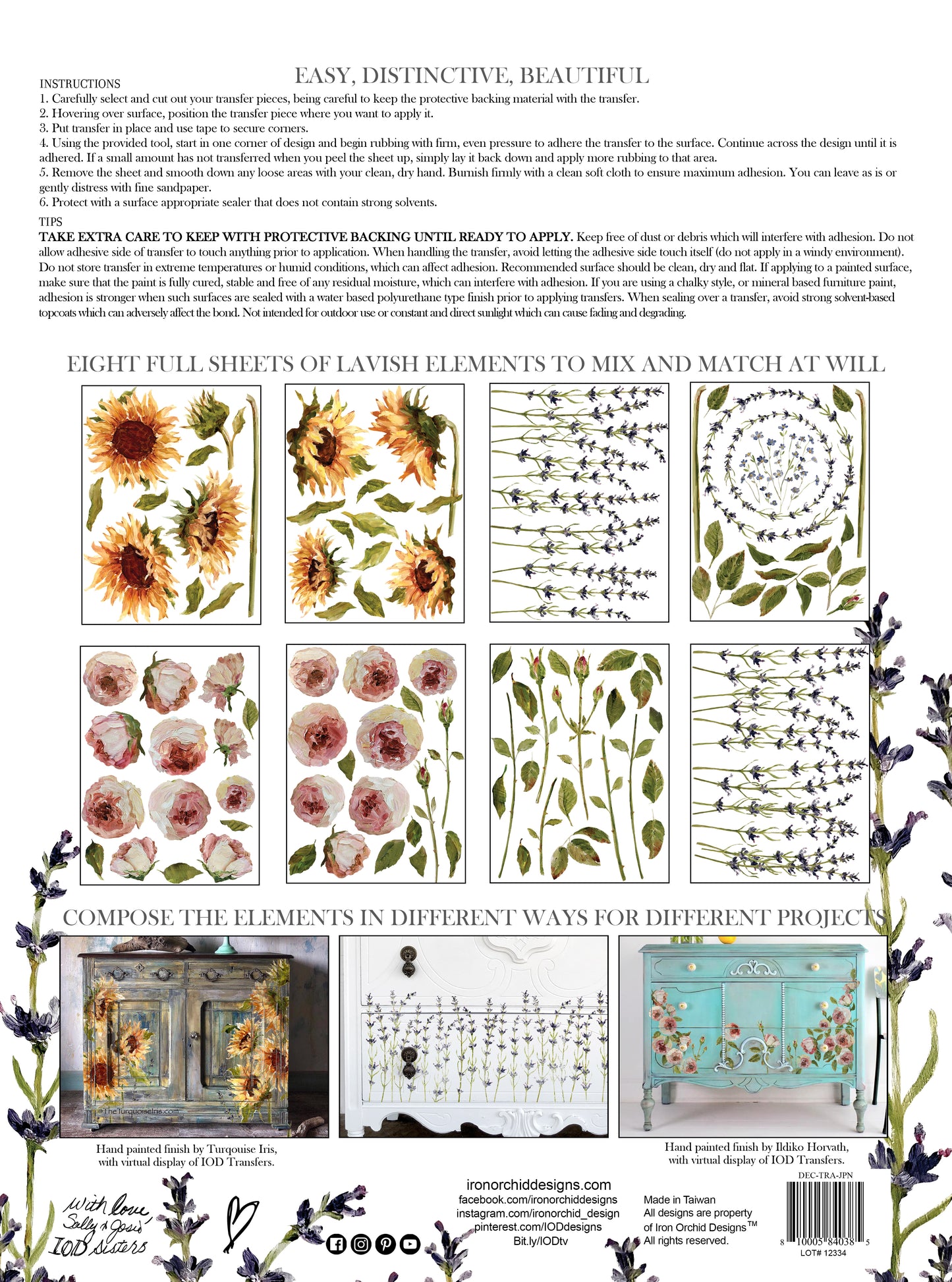 Painterly Florals Transfer (IOD) Iron Orchid Designs- 12x16 Pad
