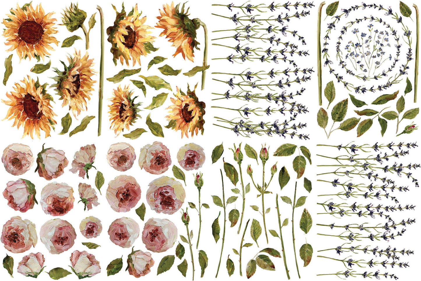 Painterly Florals Transfer (IOD) Iron Orchid Designs- 12x16 Pad