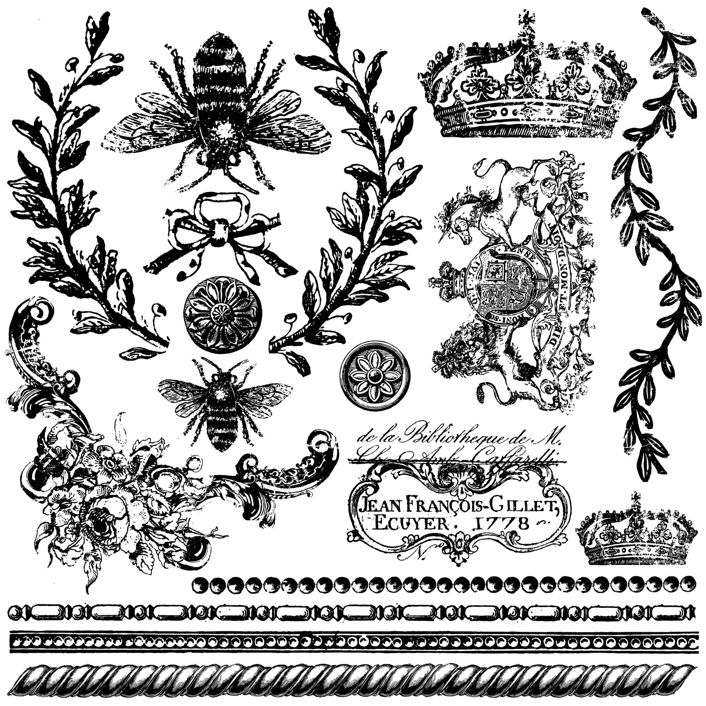 Queen Bee Stamp (IOD) Iron Orchid Designs- 12x12