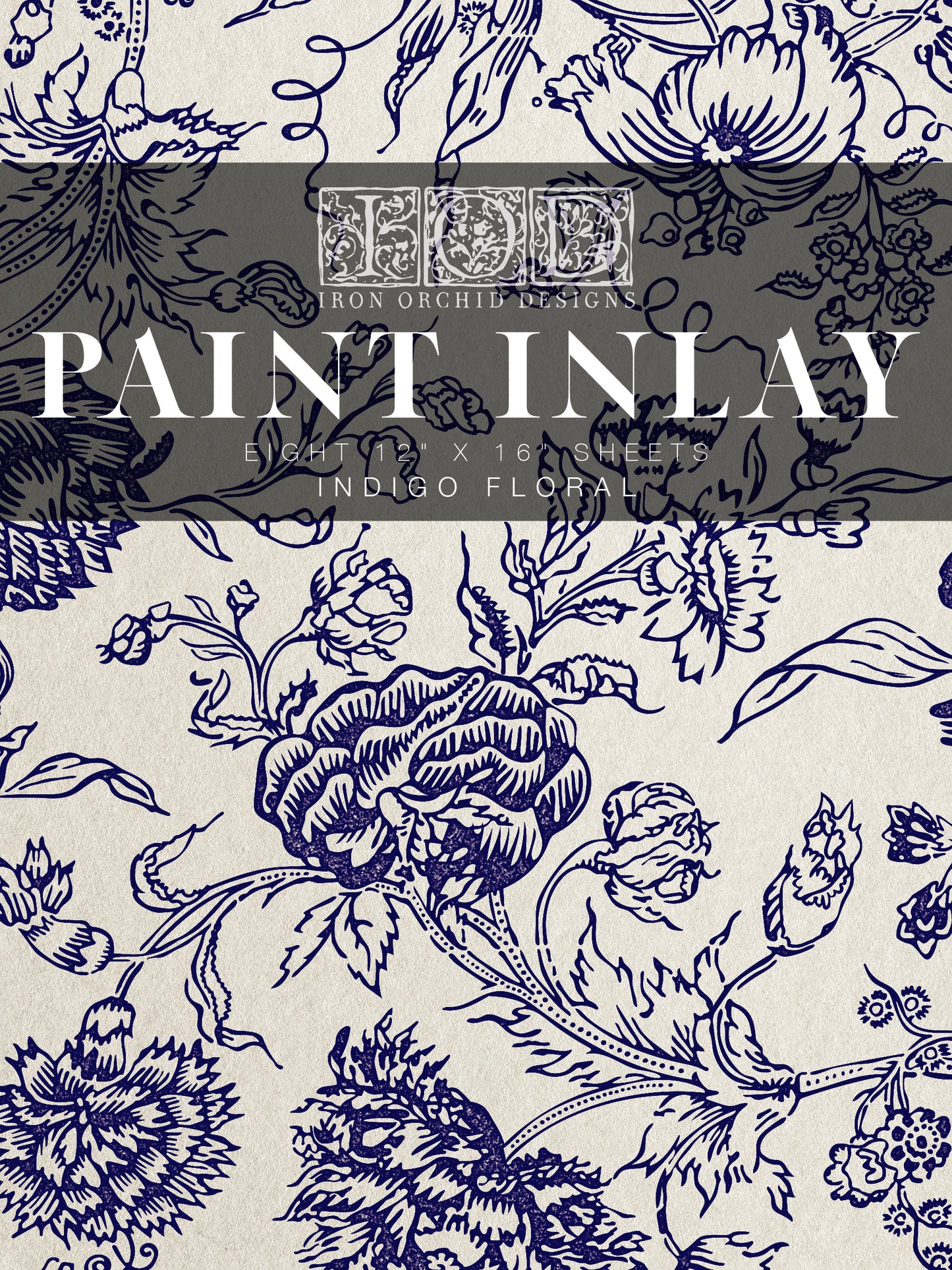 Indigo Floral Paint Inlay (IOD) Iron Orchid Designs– 12×16 Pad