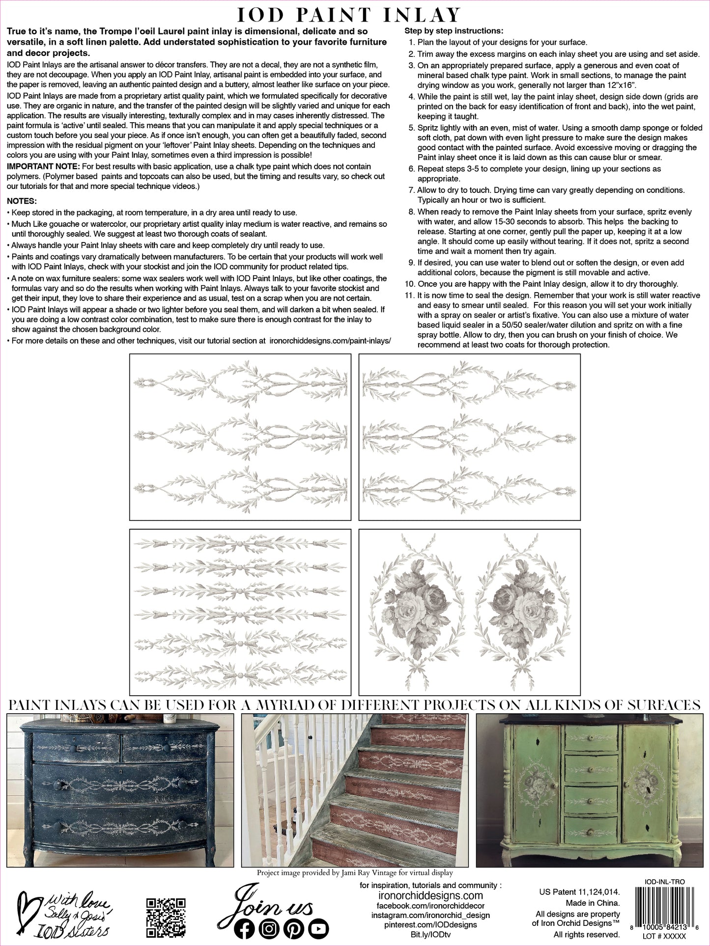 Trompe l'Oeil Laurel Paint Inlay (IOD) Iron Orchid Designs- 12x16 Pad