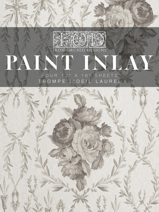 Trompe l'Oeil Laurel Paint Inlay (IOD) Iron Orchid Designs- 12x16 Pad
