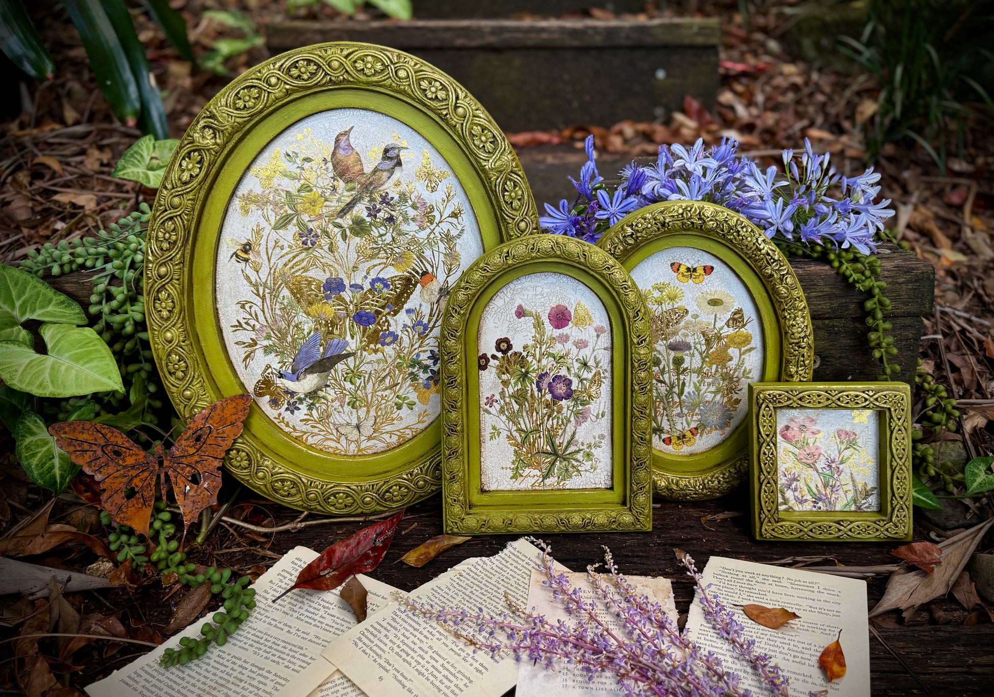 French country floral transfer project for painted decor frames