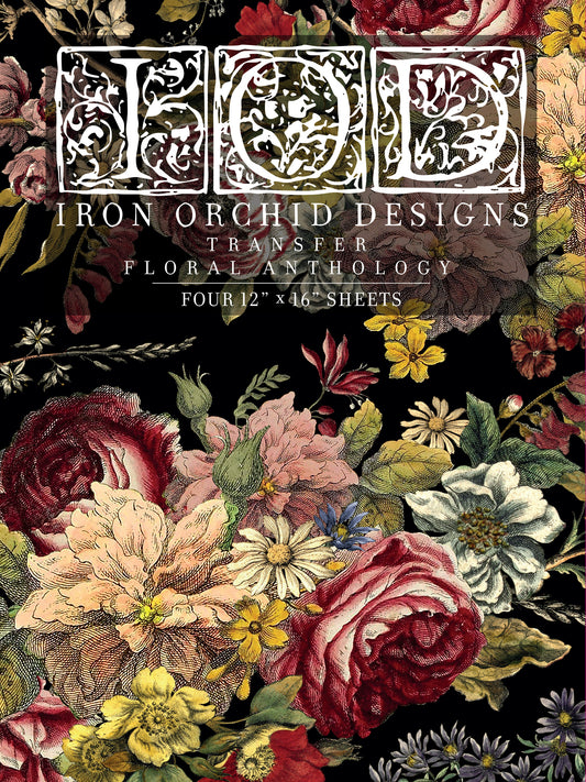 Iron Orchid Designs IOD Iron Orchid Designs Floral Anthology Transfer 12x16 botanical furniture 
