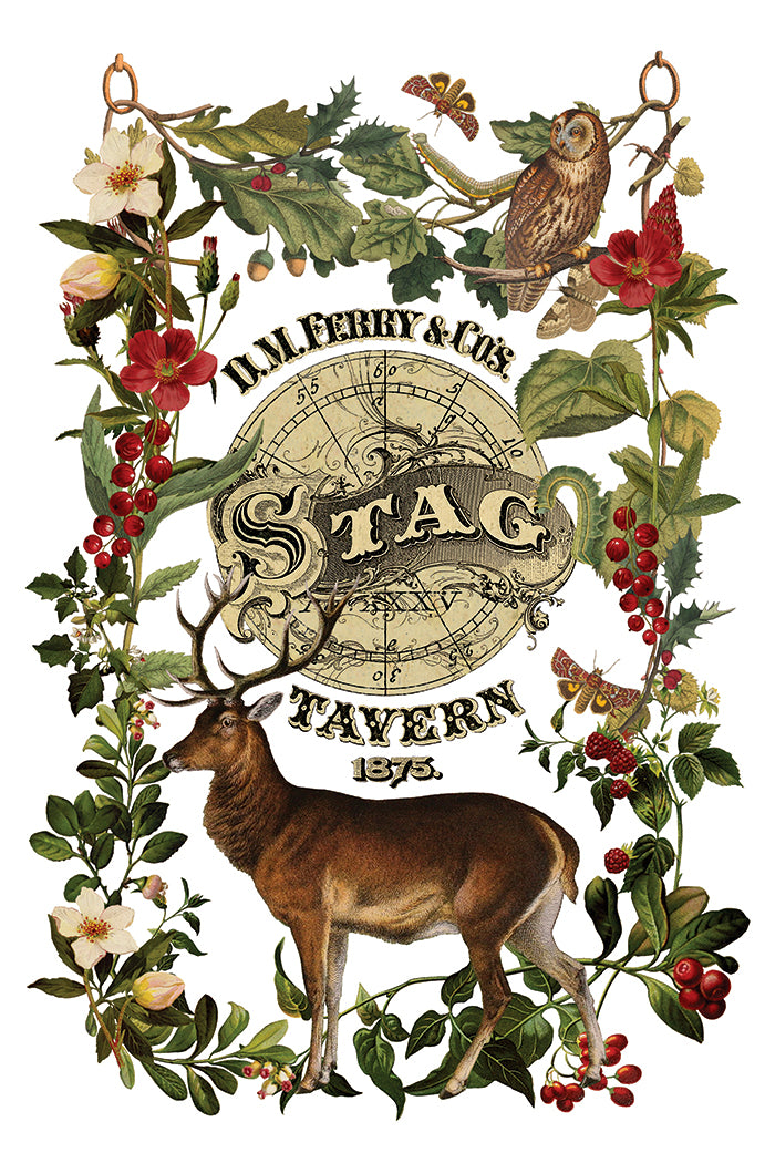 Stag Tavern Transfer – IOD Iron Orchid Designs