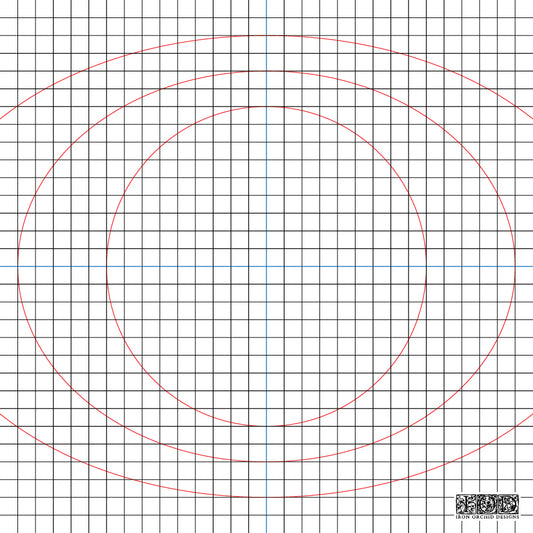 IOD Iron Orchid Designs Small Thin Mounts sizing guide — two oval mount sizes shown on grid with measurements