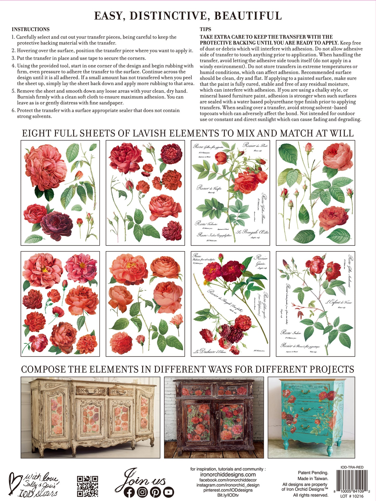 Redoute II Transfer (IOD) Iron Orchid Designs- 12x16 Pad