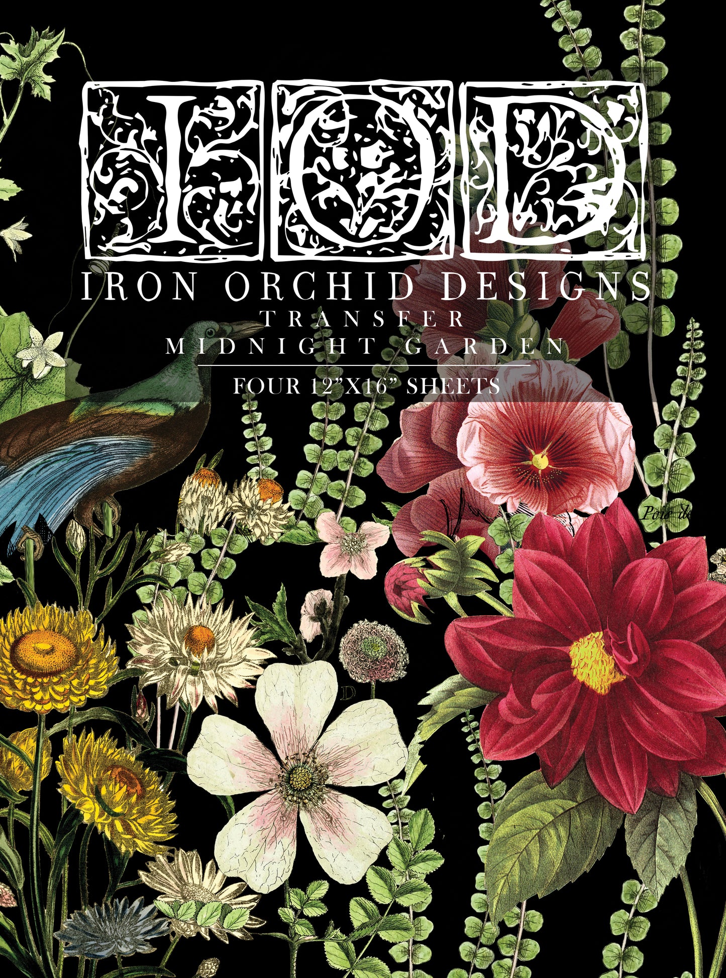 Midnight Garden Transfer (IOD) Iron Orchid Designs- 12x16 Pad™