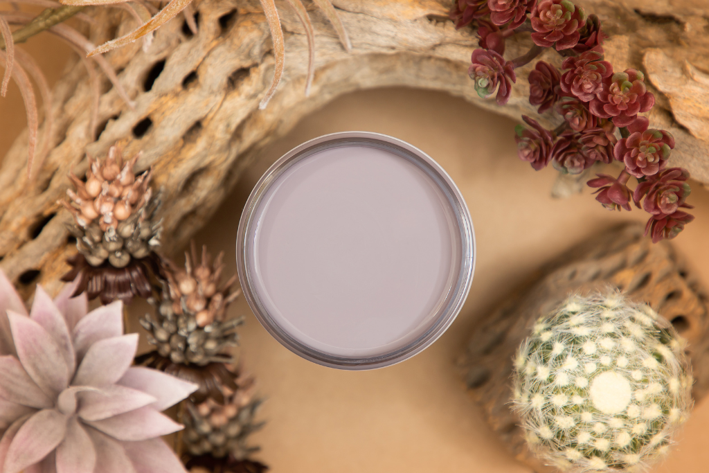 Morning Sunrise Dixie Belle Silk All-In-One Mineral Paint in soft muted mauve gray