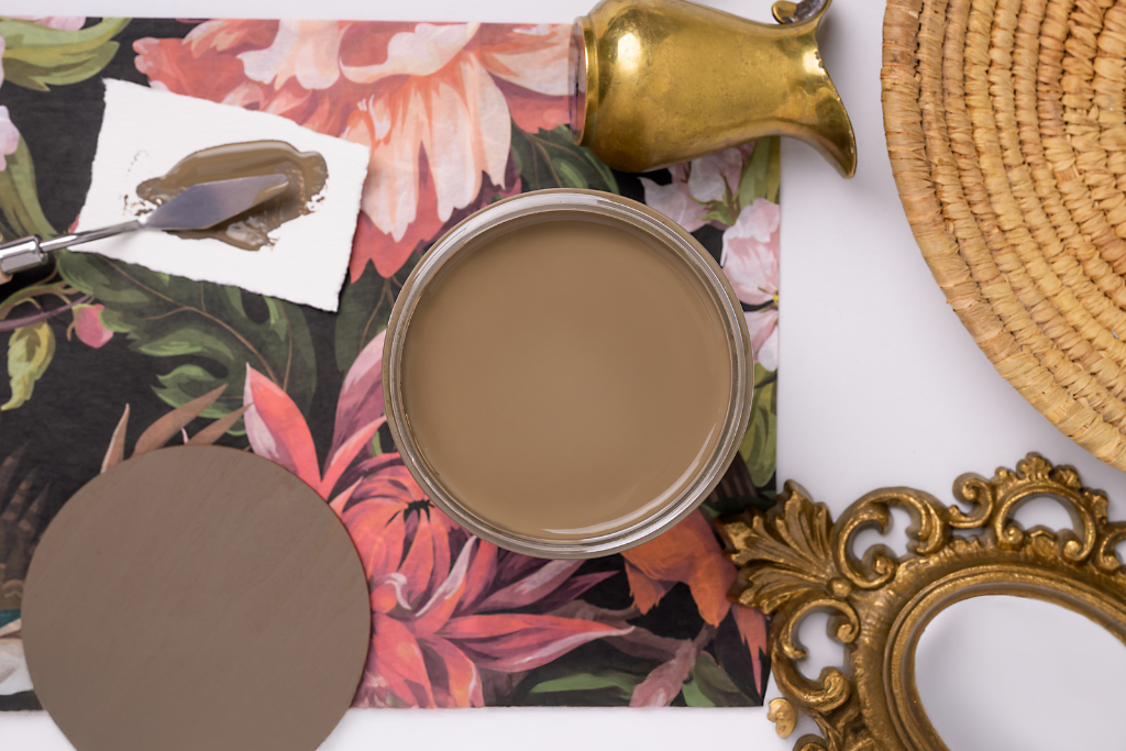 Truffle Dixie Belle Silk All-In-One Mineral Paint in warm medium brown with taupe undertones