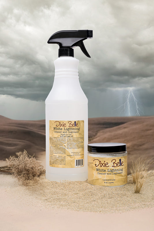 Dixie Belle White Lightning Cleaner and Degreaser – 32oz ready-to-use spray bottle and 8oz concentrate jar