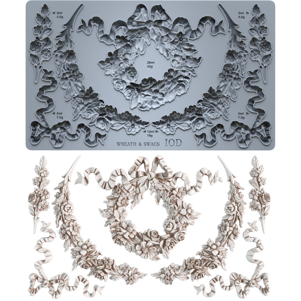Wreath & Swags Mould (IOD) Iron Orchid Designs- 6x10