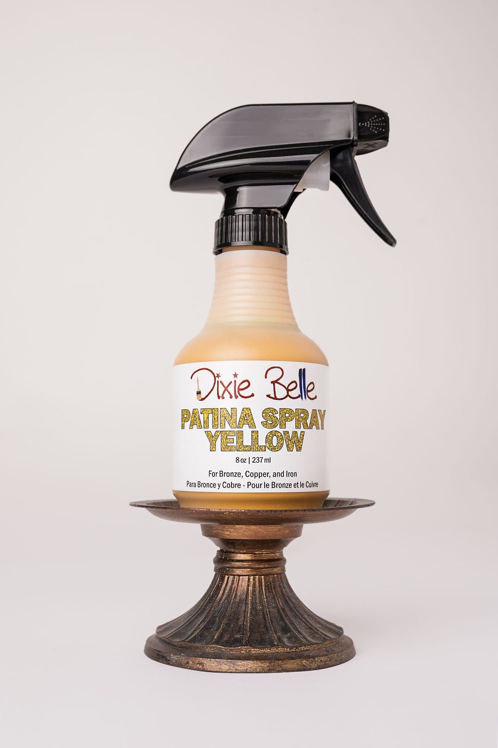 Dixie Belle Yellow Patina Spray 8oz trigger spray bottle for Bronze, Copper, and Iron patina finishes
