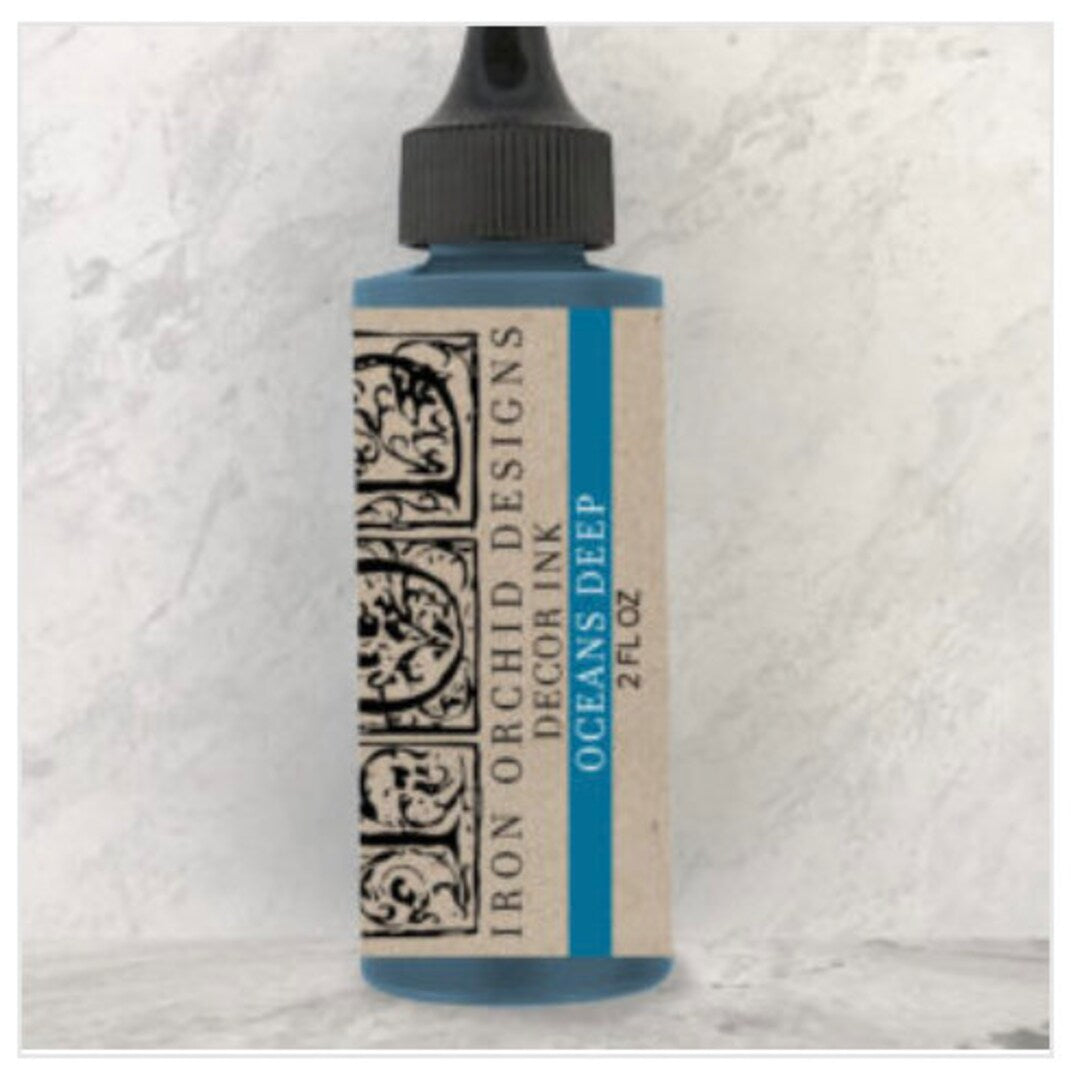 IOD Decor Ink Oceans Deep – 2 fl oz squeeze bottle, deep teal blue, by Iron Orchid Designs