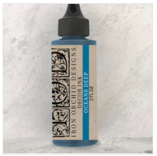 IOD Decor Ink Oceans Deep – 2 fl oz squeeze bottle, deep teal blue, by Iron Orchid Designs