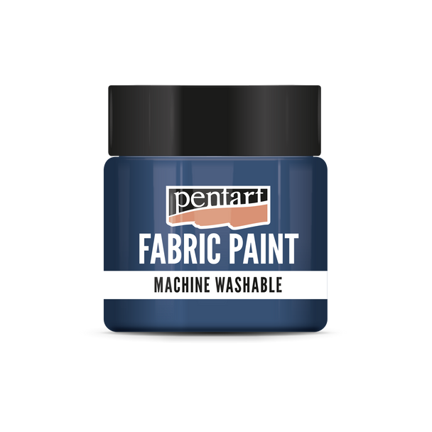 A jar of Pentart Fabric Paint in Dark Blue, a rich and deep classic blue shade for fabric crafting and textile design