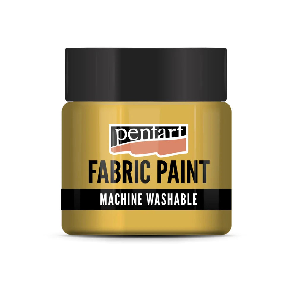 A jar of Pentart Fabric Paint in Gold, offering a rich metallic shimmer for DIY fabric crafts and textile art.