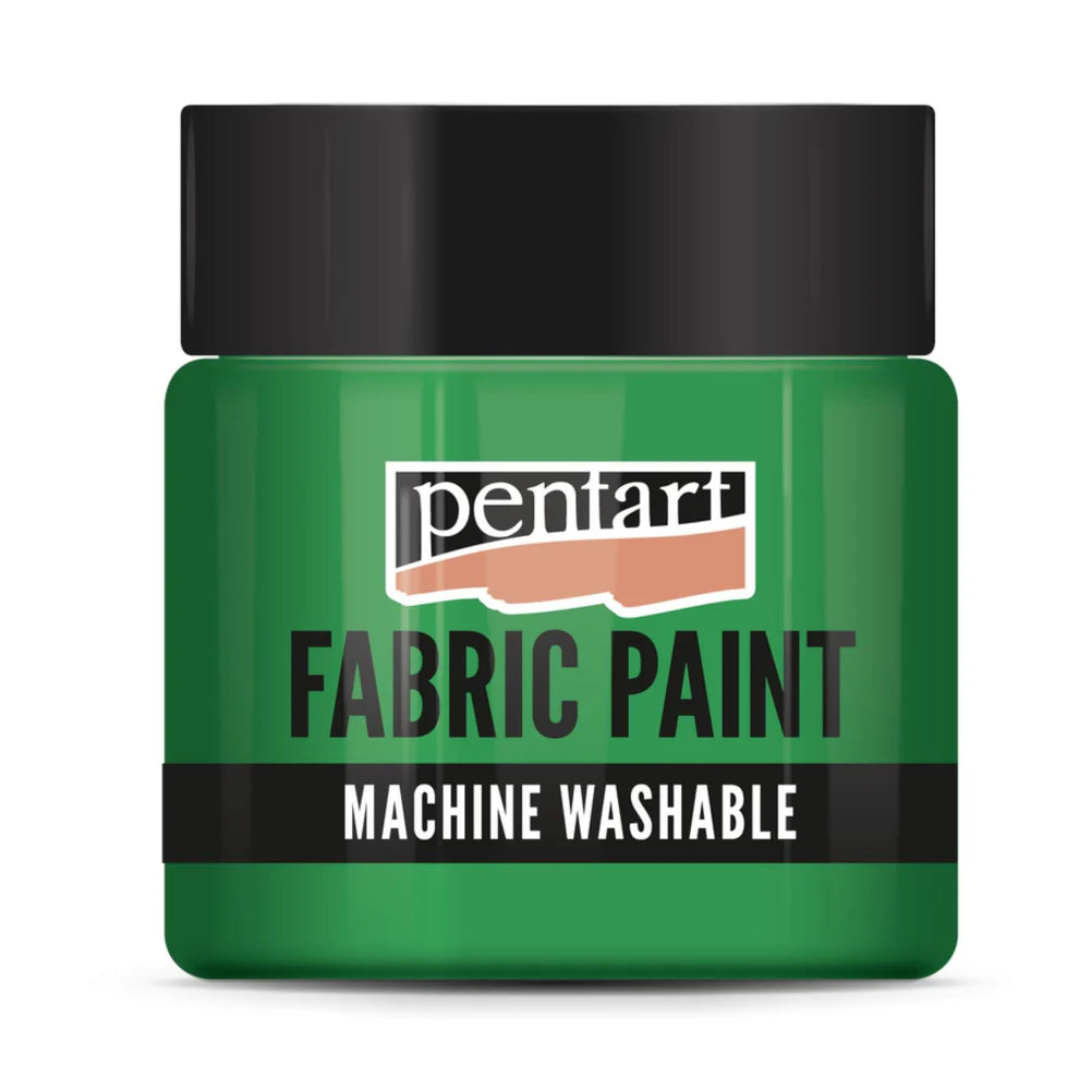 A jar of Pentart Fabric Paint in the color Green, a classic vibrant shade for DIY fabric crafts and textile art.