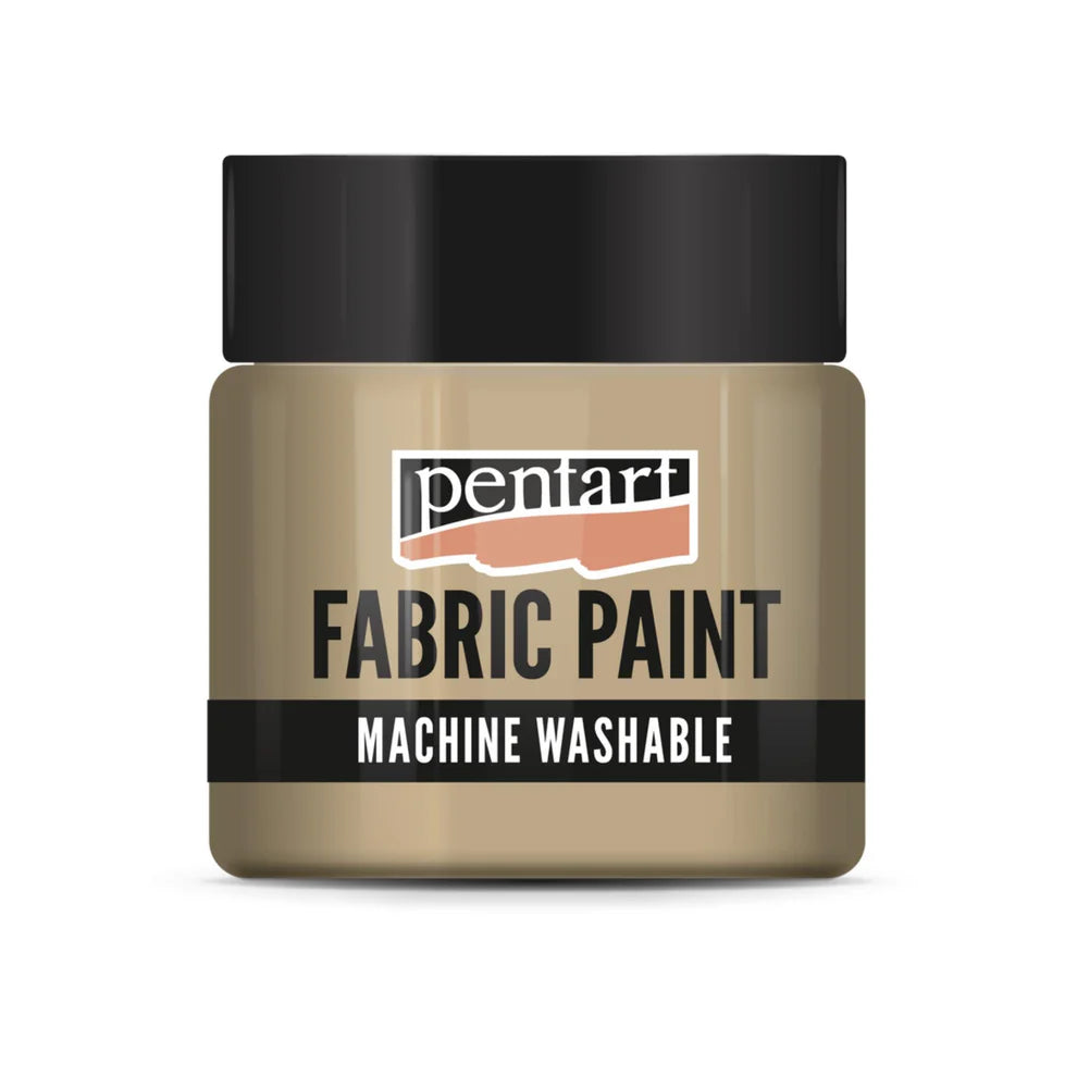 A jar of Pentart Fabric Paint in the shade Hazelnut, perfect for DIY fabric crafts and upcycling textiles.