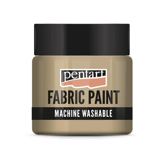 A jar of Pentart Fabric Paint in the shade Hazelnut, perfect for DIY fabric crafts and upcycling textiles.